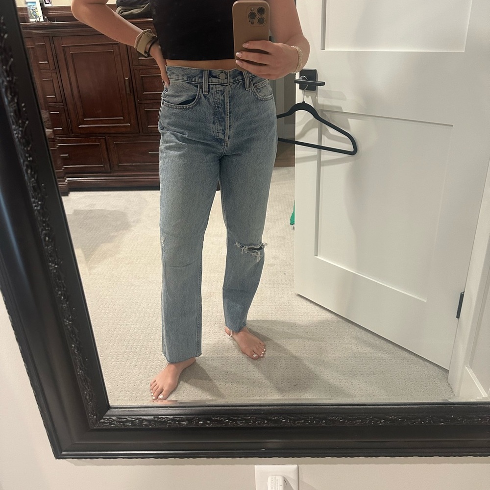 Denim Forum Light Blue Straight Leg Jeans